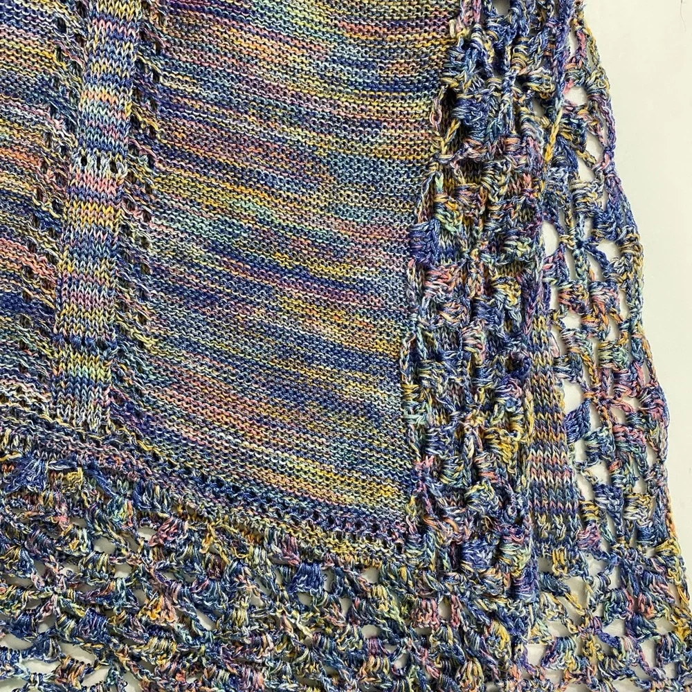 Democracy Colorful Open Knit Sweater Size L Crochet Boho Summer Vibes‎ Festival